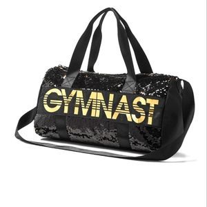 New Justice Girls Gymnast Black Gold Duffle Bag
